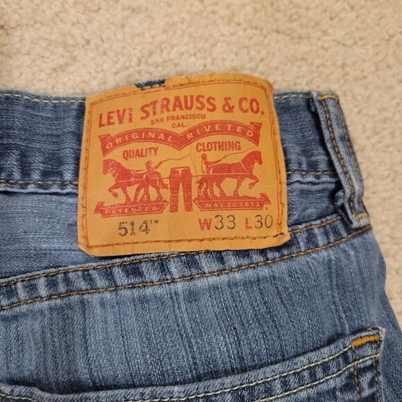Levi Denim Jeans 514 33x30 (Actual 32x26) Straight Soft Medium Wash Men's Pants - Picture 3 of 10